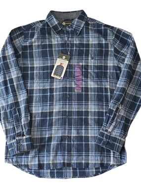 Weatherproof Men’s Flannel Shirt Medium Blue Plaid NWT
